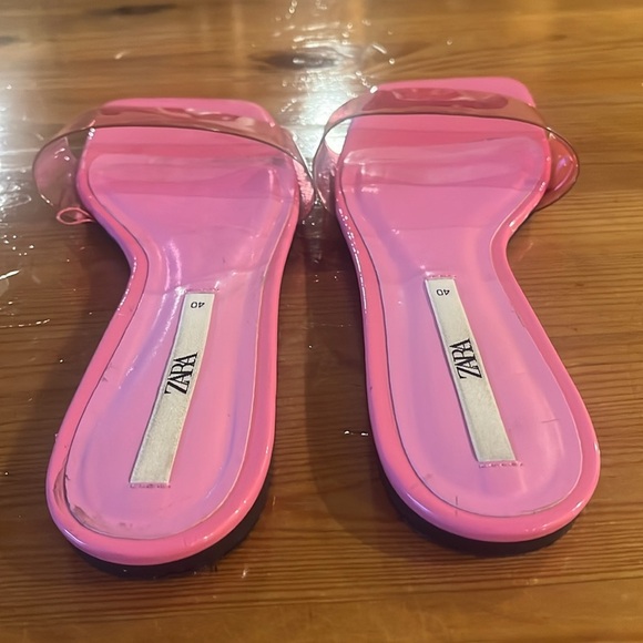 Zara Pink Jelly Sandals Colored Flat Rubber Sandals 40 - Picture 3 of 9